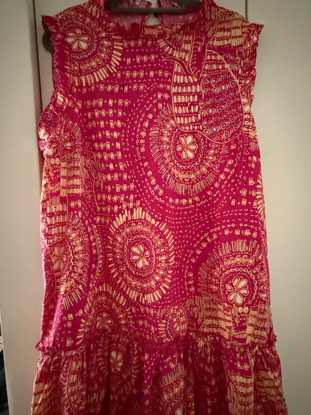 Sleeveless Pink & Yellow Patterned Sundress